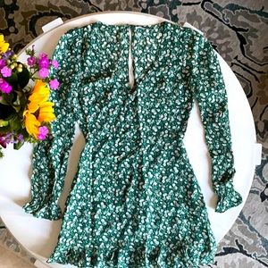 REFORMATION Green/White Floral Cutout Summer Dress
